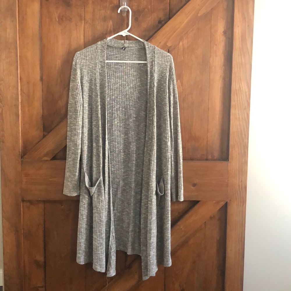 Long gray duster sweater size M